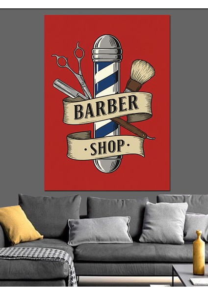 Berber Dükkanı Logosu Dekoratif Kanvas - Mdf Ahşap Tablo fiyatları