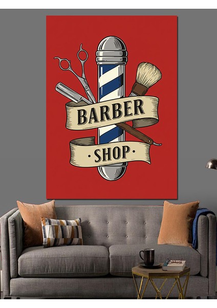 Berber Dükkanı Logosu Dekoratif Kanvas - Mdf Ahşap Tablo modelleri