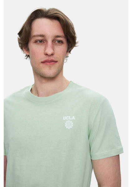 Bass Duman Yeşili Bisiklet Yaka Baskılı Standard Fit Erkek Tshirt modelleri