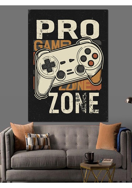 Pro Gamer Zone Afişi Dekoratif Kanvas - Mdf Ahşap Tablo