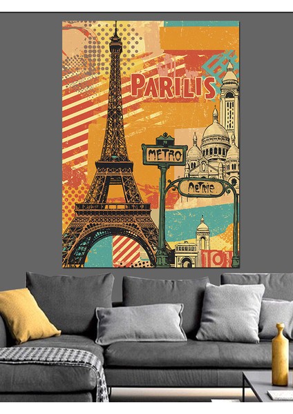 Paris ve Eyfel Posteri Dekoratif Kanvas - Mdf Ahşap Tablo