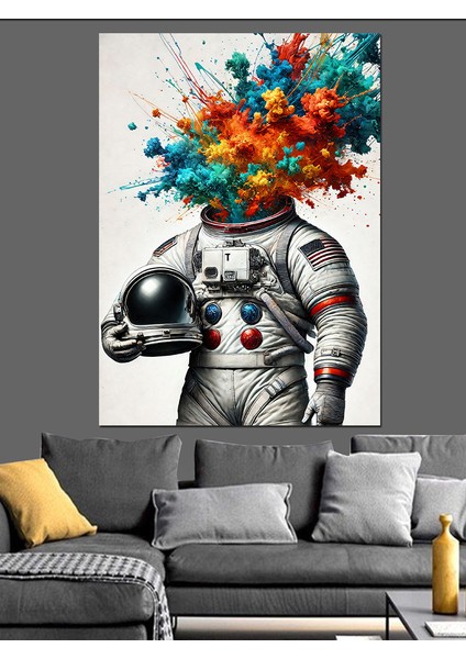 Patlayan Astronot Figürü Dekoratif Kanvas - Mdf Ahşap Tablo fiyatları