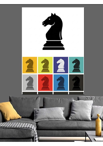 Satranç At Figürü Dekoratif Kanvas - Mdf Ahşap Tablo fırsatları