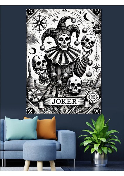 Kafatası Joker Çizimi Dekoratif Kanvas - Mdf Ahşap Tablo modelleri