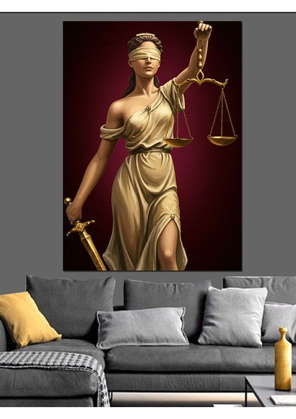 Adalet Tanrıçası Heykeli Dekoratif Kanvas - Mdf Ahşap Tablo