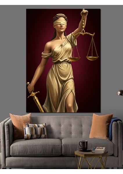 Adalet Tanrıçası Heykeli Dekoratif Kanvas - Mdf Ahşap Tablo fiyatları