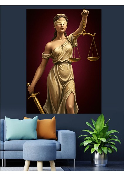Adalet Tanrıçası Heykeli Dekoratif Kanvas - Mdf Ahşap Tablo modelleri