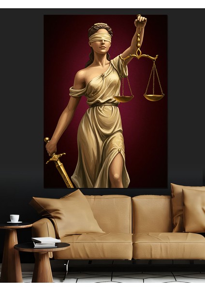 Adalet Tanrıçası Heykeli Dekoratif Kanvas - Mdf Ahşap Tablo fırsatları