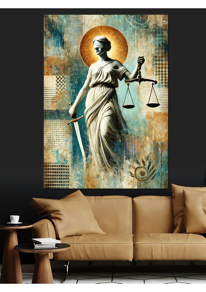 Adalet Tanrıçası Figürü Dekoratif Kanvas - Mdf Ahşap Tablo modelleri