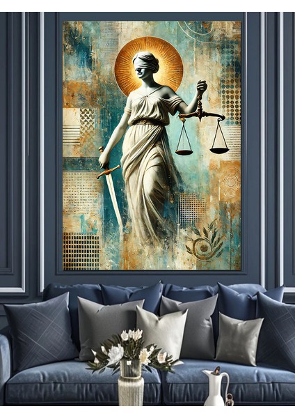Adalet Tanrıçası Figürü Dekoratif Kanvas - Mdf Ahşap Tablo fırsatları