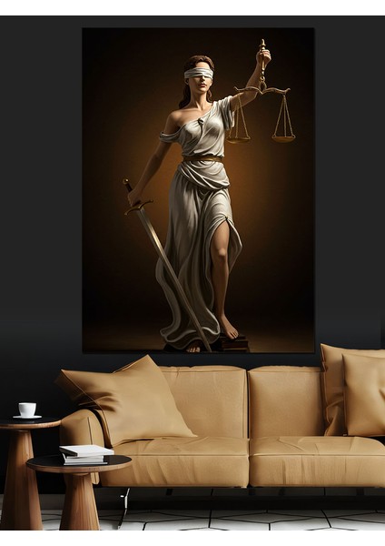 Adalet Tanrıçası Figürü Dekoratif Kanvas - Mdf Ahşap Tablo fiyatları