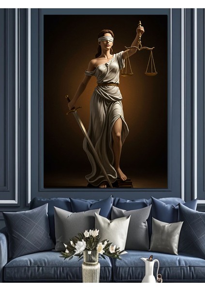 Adalet Tanrıçası Figürü Dekoratif Kanvas - Mdf Ahşap Tablo modelleri
