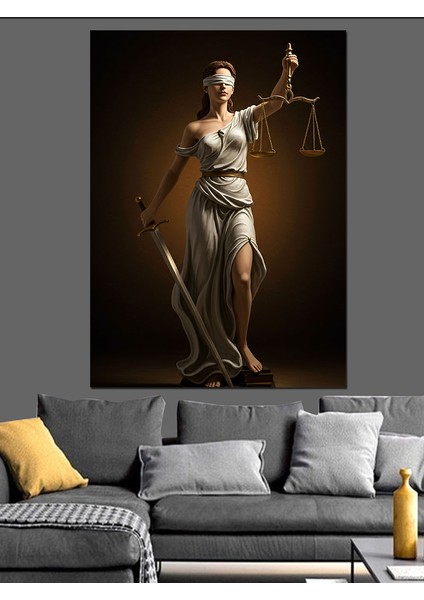 Adalet Tanrıçası Figürü Dekoratif Kanvas - Mdf Ahşap Tablo fırsatları