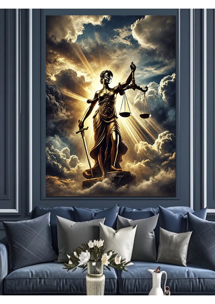 Adalet Tanrıçası Heykeli Dekoratif Kanvas - Mdf Ahşap Tablo