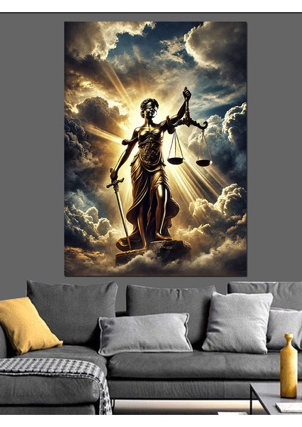 Adalet Tanrıçası Heykeli Dekoratif Kanvas - Mdf Ahşap Tablo fiyatları
