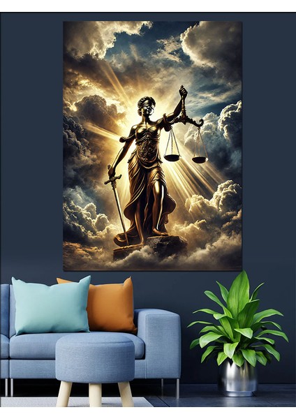 Adalet Tanrıçası Heykeli Dekoratif Kanvas - Mdf Ahşap Tablo fırsatları