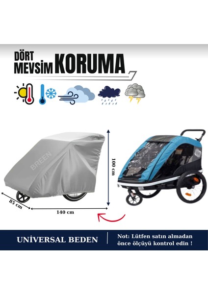 Gri Bisiklet Römork Koruma Örtüsü, Bisiklet Römork Brandası, Su Geçirmez, Güneşten Korur, Toz ve Kir Önleyici Kılıf fiyatları