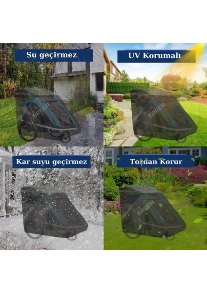 Gri Bisiklet Römork Koruma Örtüsü, Bisiklet Römork Brandası, Su Geçirmez, Güneşten Korur, Toz ve Kir Önleyici Kılıf indirimleri