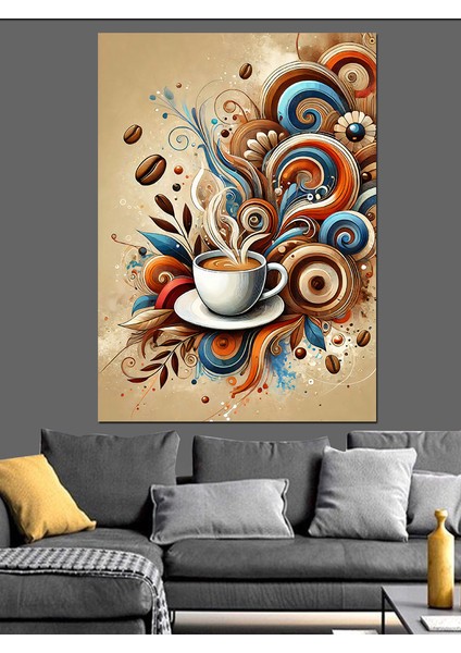 Köpüklü Kahve ve Süslemeler Dekoratif Kanvas - Mdf Ahşap Tablo fiyatları