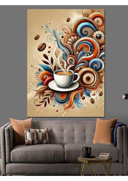 Köpüklü Kahve ve Süslemeler Dekoratif Kanvas - Mdf Ahşap Tablo modelleri