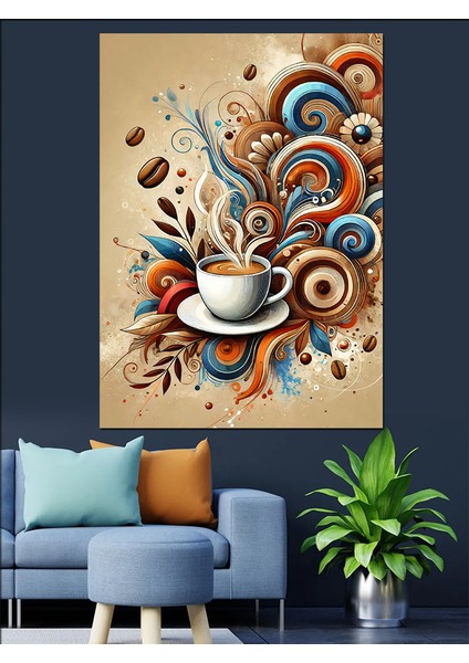 Köpüklü Kahve ve Süslemeler Dekoratif Kanvas - Mdf Ahşap Tablo fırsatları