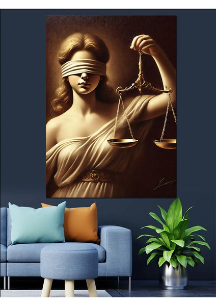 Adalet Tanrıçası ve Denge Dekoratif Kanvas - Mdf Ahşap Tablo