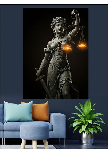 Adalet Tanrıçası ve Terazi Dekoratif Kanvas - Mdf Ahşap Tablo fiyatları