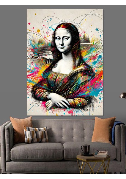 Mona Lisa ve Soyut Renkler Dekoratif Kanvas - Mdf Ahşap Tablo fiyatları