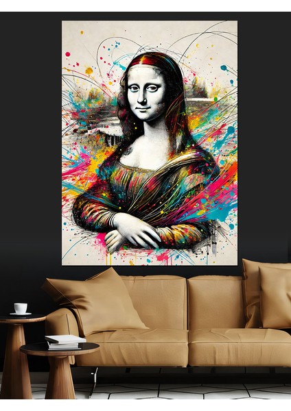 Mona Lisa ve Soyut Renkler Dekoratif Kanvas - Mdf Ahşap Tablo fırsatları