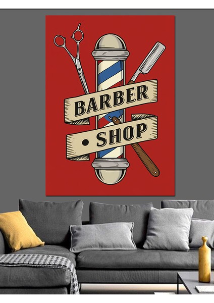 Berber Mağazası Afişi Dekoratif Kanvas - Mdf Ahşap Tablo fiyatları