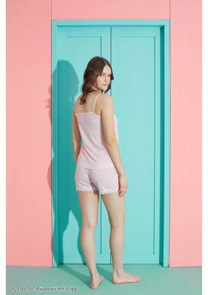 Ip Askılı Şortlu Koyu Pembe Pijama Takımı - 2780