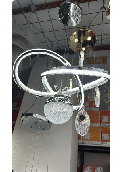 Krom Renk Üç Renk Geçişli LED Avize fiyatları