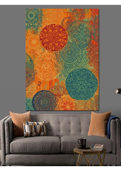 Paisley Desenli Renkli Arka Plan Dekoratif Kanvas - Mdf Ahşap Tablo fiyatları