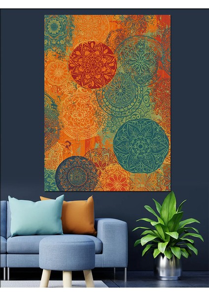 Paisley Desenli Renkli Arka Plan Dekoratif Kanvas - Mdf Ahşap Tablo modelleri
