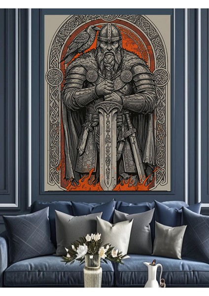 Viking ve Antik Güç Dekoratif Kanvas - Mdf Ahşap Tablo