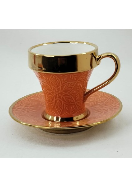 2 Kişilik Porselen Nescafe ve Çay Fincanı Turuncu Renk