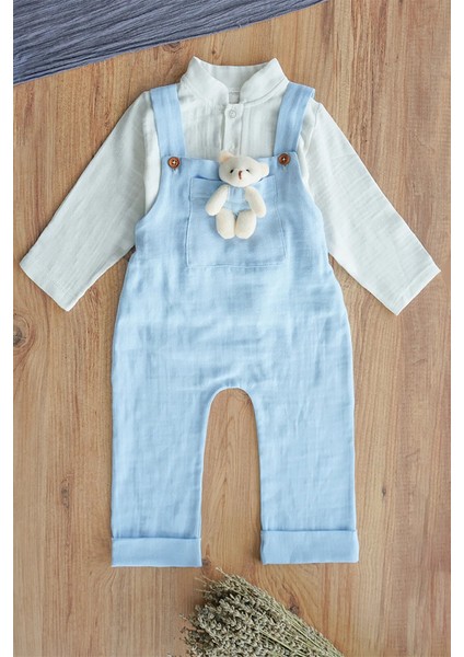 x Ipek Atlas Erkek Kız Bebek Çocuk Müslin Salopetli Takım