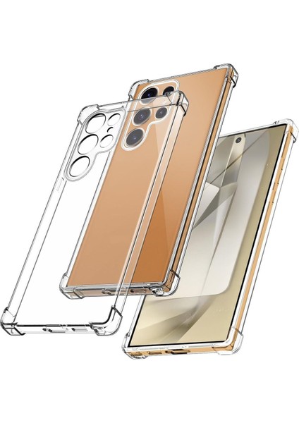 Samsung Galaxy S24 Ultra Kılıf Antishock Darbe Emici Kamera Korumalı Esnek Şeffaf Silikon Kapak