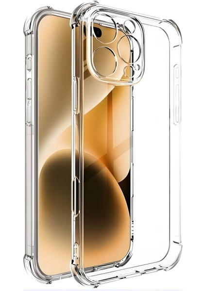 Apple iPhone 16 Pro Max Kılıf Antishock Darbe Emici Kamera Korumalı Esnek Şeffaf Silikon Kapak