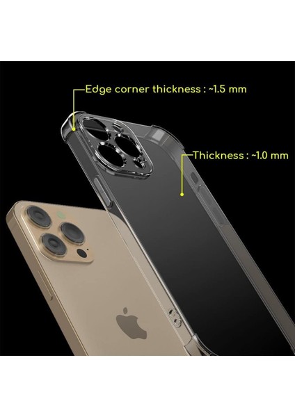 Apple iPhone 16 Pro Max Kılıf Antishock Darbe Emici Kamera Korumalı Esnek Şeffaf Silikon Kapak