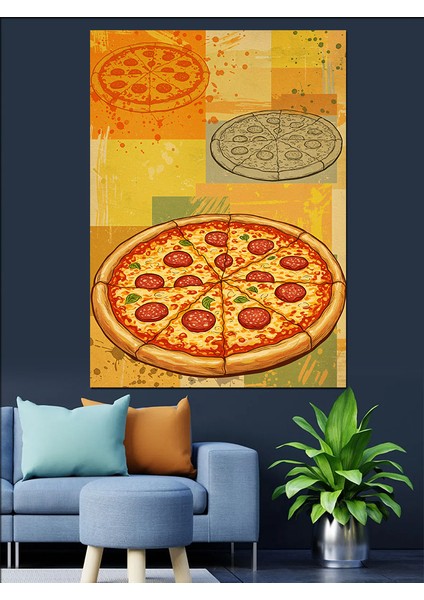 Pizza Dilimi ve Sanatsal Yaklaşım Dekoratif Kanvas - Mdf Ahşap Tablo fiyatları