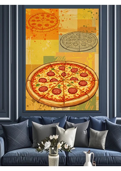 Pizza Dilimi ve Sanatsal Yaklaşım Dekoratif Kanvas - Mdf Ahşap Tablo fırsatları