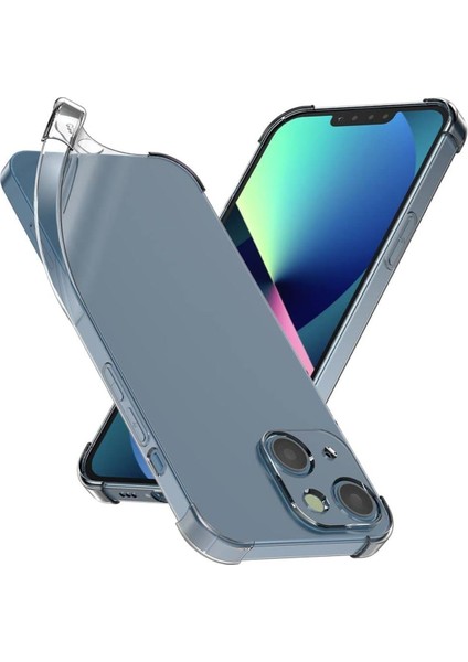 Apple iPhone 13 Kılıf Antishock Darbe Emici Kamera Korumalı Yumuşak Esnek Şeffaf Silikon Kapak