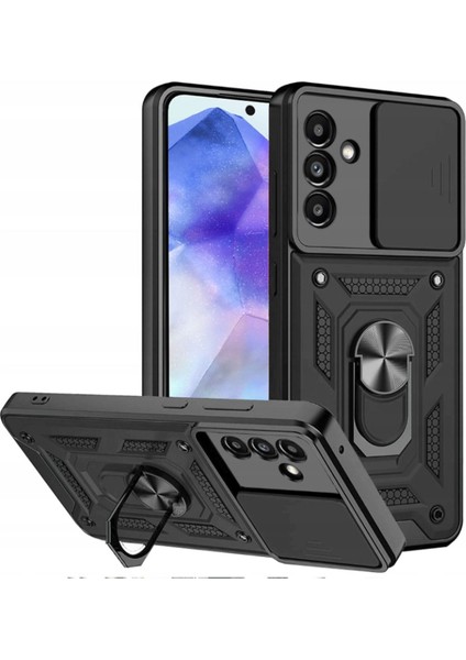 Samsung Galaxy A56 Uyumlu Kılıf Kamera Korumalı Sürgülü Yüzüklü Armor Tank Kapak