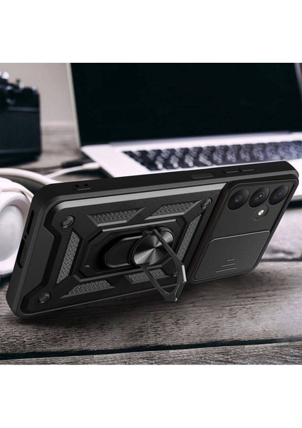 Samsung Galaxy A56 Uyumlu Kılıf Kamera Korumalı Sürgülü Yüzüklü Armor Tank Kapak
