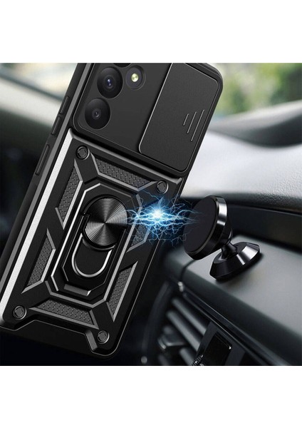 Samsung Galaxy A56 Uyumlu Kılıf Kamera Korumalı Sürgülü Yüzüklü Armor Tank Kapak