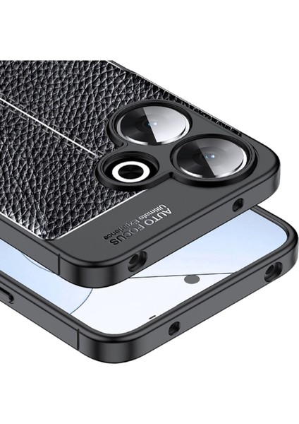 Xiaomi Redmi 13 4g Uyumlu Kılıf Kamera Çıkıntılı Deri Görünümlü Dikiş Desenli Koruyucu Kapak