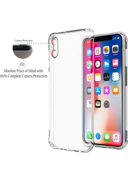 Apple iPhone Xs Max Kılıf Antishock Darbe Emici Kamera Korumalı Yumuşak Esnek Şeffaf Silikon Kapak
