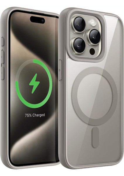 Apple iPhone 15 Pro Max Uyumlu Kılıf Magsafe Wireless Şarj Özellikli Tam Koruma Renkli Sert Kapak