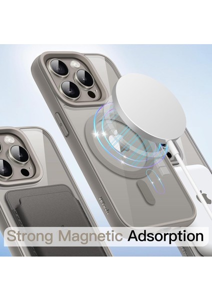 Apple iPhone 15 Pro Max Uyumlu Kılıf Magsafe Wireless Şarj Özellikli Tam Koruma Renkli Sert Kapak